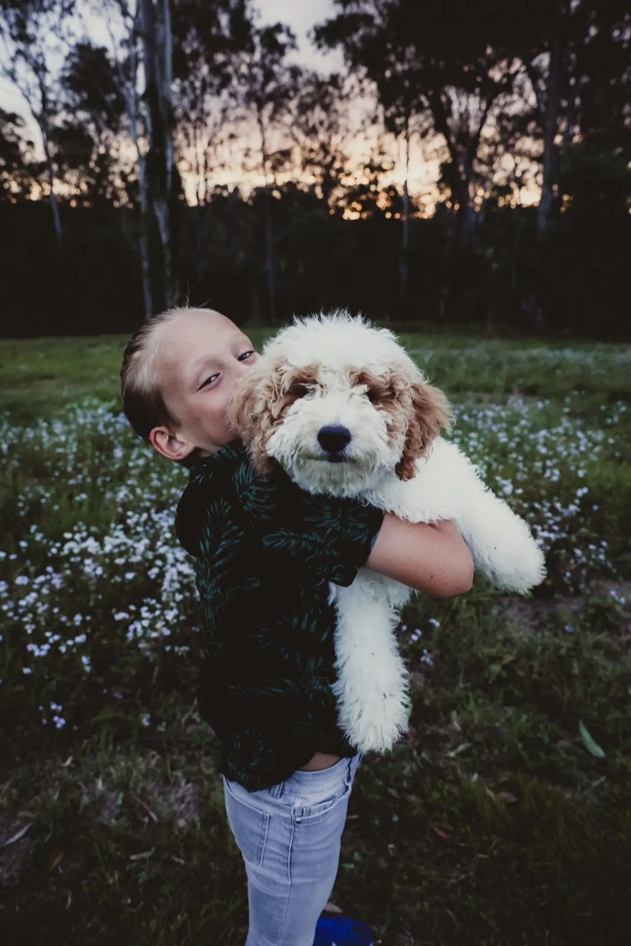 Boy with puppy